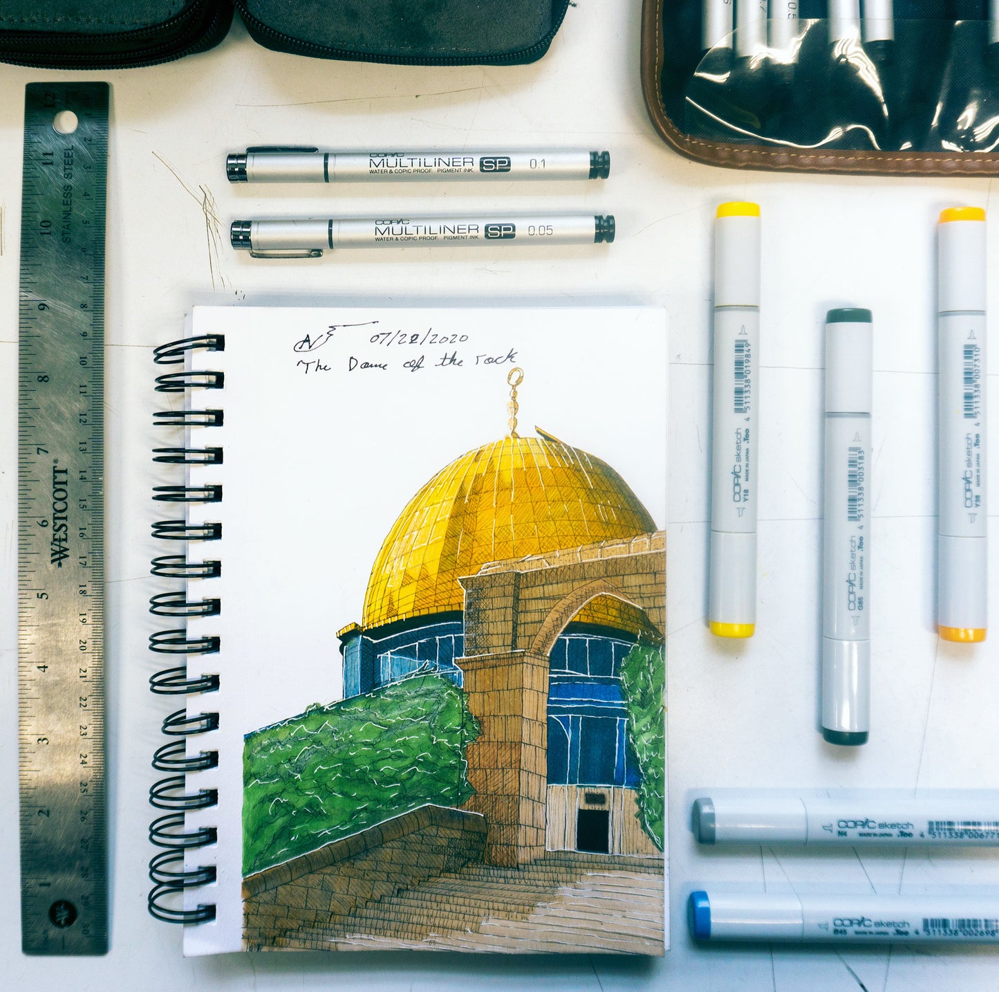 8.5” x 5.5” Dome of the Rock - Original Artwork