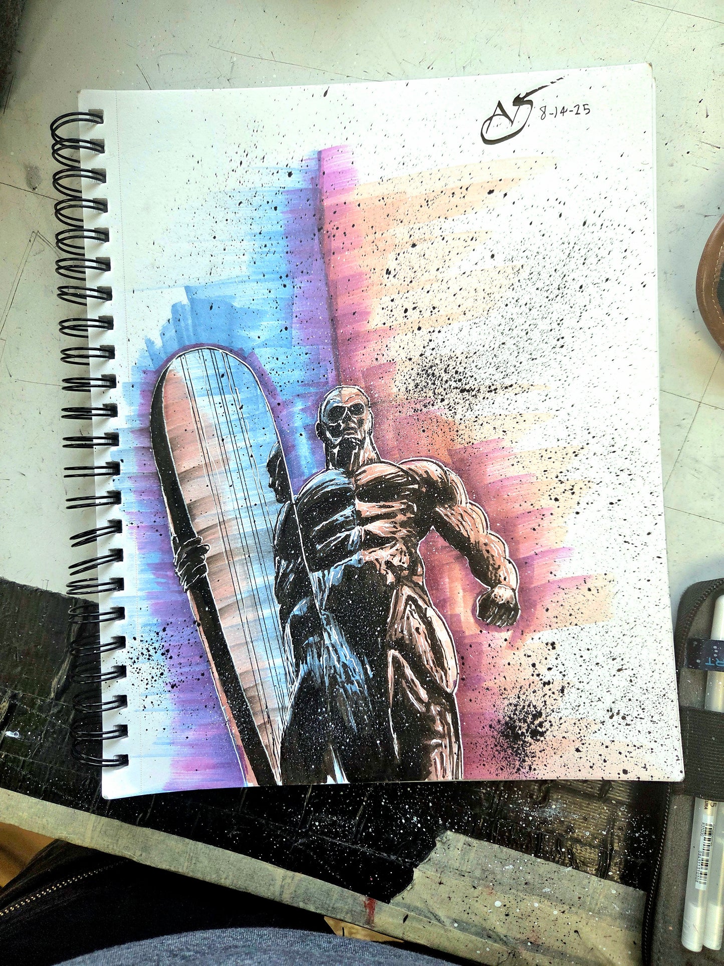 9"x12" silver Surfer - Original Artwork