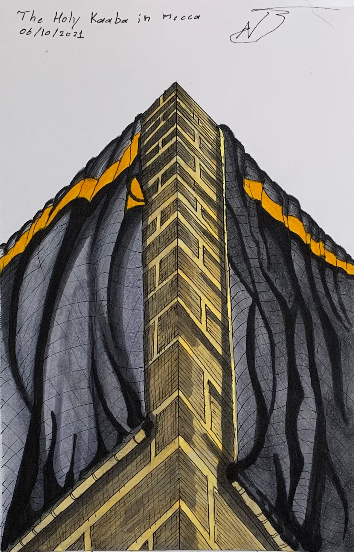 8.5” x 5.5” The Shroud of the Kaaba - Original Artwork